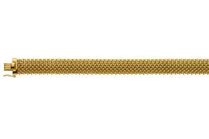 Armband Gelbgold 750, 14mm, Fantasie, Strickmuster, bombiert poliert