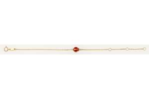 Armband Anker geschliffen Gelbgold 750 mit 1 Marienkäfer in Rot, Harz, 16cm