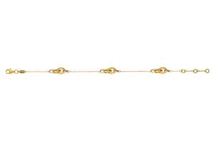 Bracelet forçat avec 3 motives, or jaune 750, 19cm