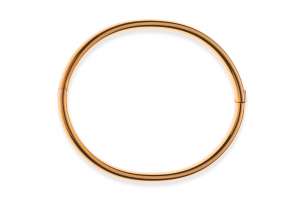 Armreif mit Scharnier Rotgold 750, Profil oval horizontal 6x3.6mm,