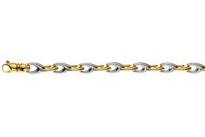 Bracelet Bicolor (Gelb-/Weissgold) 750, 19cm, V-Form, 6mm