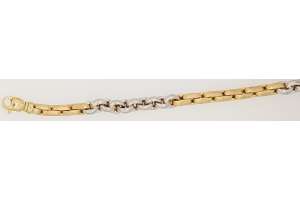 Collier Bicolor (Gelb-/Weissgold)  750 Handarbeit 45cm