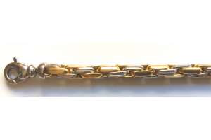 Bracelet  bicolore (or jaune/or gris) 750  fabriqué à la main 20cm