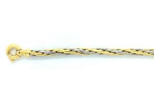 Bracelet  bicolore (or jaune/or gris) 750  fabriqué à la main 20cm