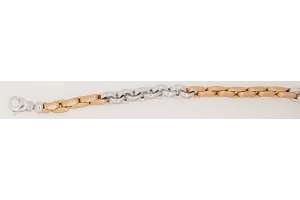 Bracelet or bicolore (or rose/or gris) 750  fabriqué à la main 19cm