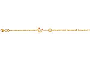Armband ´Unicorn Heart´ Anker  Gelbgold 375, 16cm, emailliert weiss/rosa