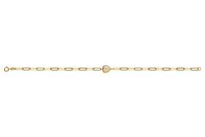 Armband Anker oval Gelbgold 750, mit Perlmutt Herz, 19cm