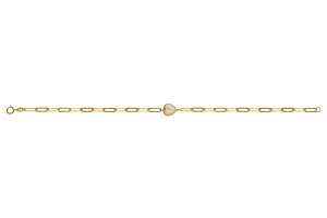 Armband Anker oval Gelbgold 750, mit Perlmutt Herz, 19cm