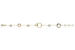 Bracelet Gelbgold 750, mit Perlen und Gold Elementen, 19cm