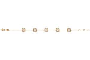 Armband Gelbgold 750, 19cm (17+18cm) mit 5 Perlmuttkreuzen 10mm