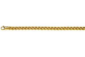 Collier Palmier or jaune 750, 7.0mm, fait main, semi massiv, poli/satiné, 45cm
