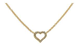 Collier ´coeur´ or jaune 750 42 cm avec 20 brillants H SI 0.09 ct. 45 cm