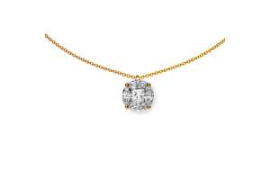 Collier Gelbgold 750, 45cm mit Brillanteinhänger, mit 4  Marquise Diamanten