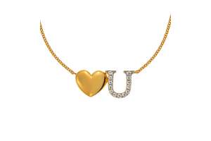 Collier ´Heart U´ Gelbgold 750, 45cm mit 13 Brillanten H SI 0.05ct.