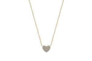 Colliers Gelbgold 750 Rundanker, mit integriertem Pavé-Herzanhänger 9x8mm