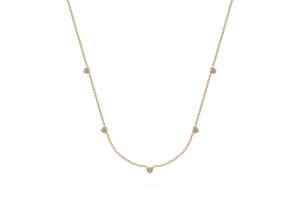 Collier en or jaune 750, 45cm avec 5 pendentifs cœurs pavé intégrés