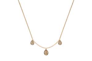 Collier or jaune 750 avec 3 pendentifs en forme de goutte