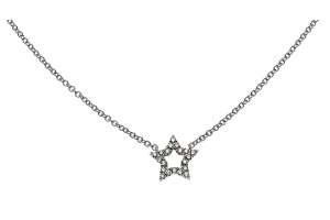 Collier ´étoile´ or gris 750 45cm avec 20 brillants H SI 0.11ct.