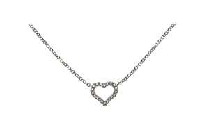Collier ´coeur´ or gris 750 avec 20 brillants H SI 0.08 ct. 45 cm