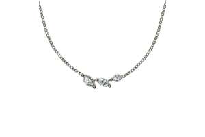 Collier Weissgold 750, 45cm mit 3 Marquise Diamanten  H SI 0.16ct.