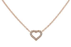 Collier ´coeur´ or rose 750 avec 20 brillants H SI 0.08ct. 45cm