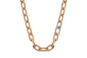 Collier Ankermuster Rotgold 750 poliert 46cm mit 2 gefassten Elementen WG 750