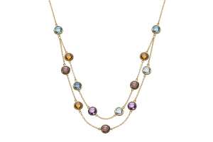 Collier Gelbgold 750 mit13 Farbsteinen, 45cm