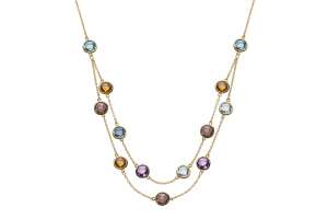 Collier Gelbgold 750 mit13 Farbsteinen, 45cm