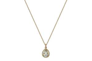 Collier  Gelbgold 750 mit grünem Amethyst tropfen Anhänger 1.73ct. und