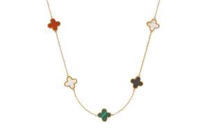 Collier Gelbgold 750, mit Farbsteine, 45cm (40+42cm)
