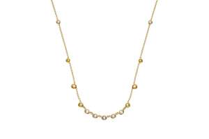 Collier Gelbgold 750 45cm mit 2 Citrinen 0.20ct., 4 grünen Amethysten 0.30ct,