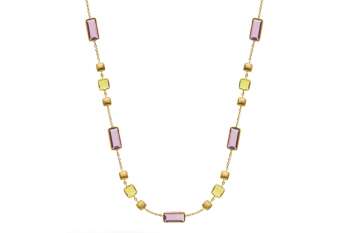 Collier Gelbgold 750 mit Farbsteinen, 45cm mit Zwischenöse bei 40 cm & 42cm