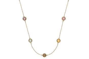 Collier Gelbgold 750 mit5 Farbsteinen, 45cm