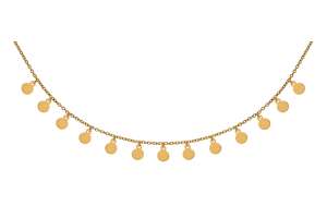 Collier or jaune 750 forçat ronde, avec 13 plaquettes pendentes polies