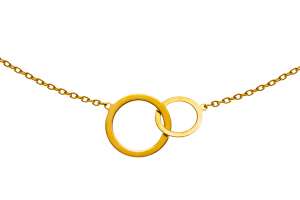 Collier Rundanker Gelbgold 375 mit Doppelkreis Mittelteil, 45cm