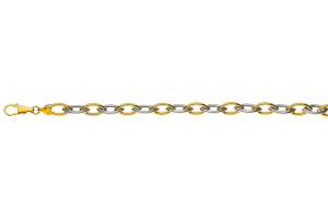 Navette runddraht Bicolor (Gelb-/Weissgold) 750, halbmassiv ca. 7x15mm 45cm
