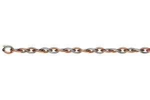 Collier Navette bicolore (or rose/or gris) 750  fabriqué à la main 45cm