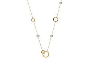 Collier Gelbgold 750, mit Perlen und Gold Elementen, 45cm