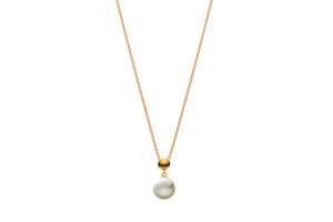 Collier Gelbgold 375, mit SWZ-Perlanhänger 7.5-8mm, 15x5mm