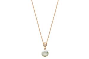 Collier Gelbgold 375, mit SWZ-Perlanhänger 7.5-8mm, 18.1x7.5mm