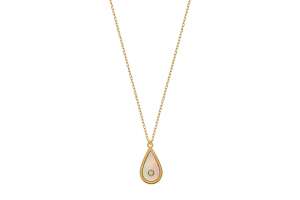 Collier Gelbgold 375, mit integriertem Perlmutt Element Tropfenform