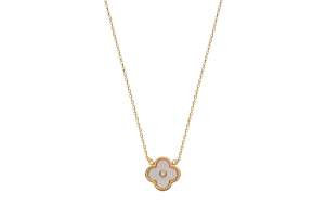 Collier Gelbgold 375, mit integriertem Perlmutt Element Fantasieform