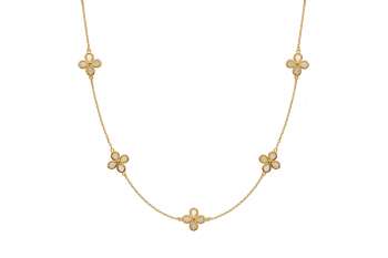 Collier Gelbgold 375, mit 5 integrierten Perlmutt Elementen in Kleeform