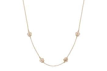 Collier Gelbgold 375, mit 5 integrierten Perlmutt Elementen in Blumenform