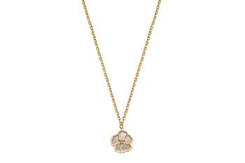 Collier Gelbgold 375, mit integriertem Perlmutt Element Rosenform