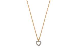 Collier Anker Gelbgold 375, mit Herz-Anhänger offen mitZirkonias