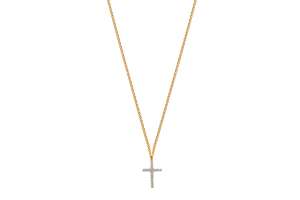 Collier Anker Gelbgold 375, mit Kreuz-Anhänger  mitZirkonias