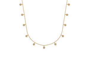 Collier Anker geschliffen Gelbgold 375, mit 11 ´Blumen´-Anhängern, 45cm