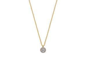 Collier Anker Gelbgold 375, mit Entourage-Anhänger mitZirkonias