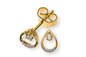 Diamantohrringe Gelbgold 750 Tropfen mit10 Brill. H SI 0.04ct.